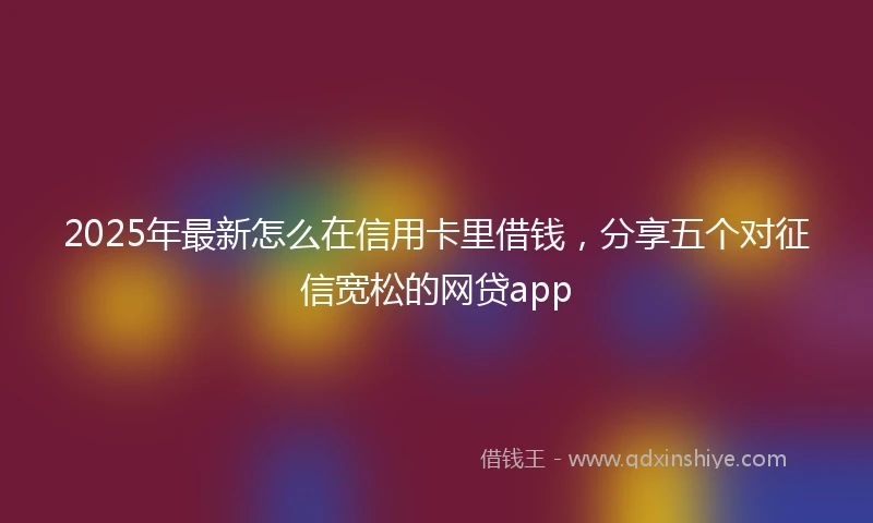 2025年最新怎么在信用卡里借钱，分享五个对征信宽松的网贷app
