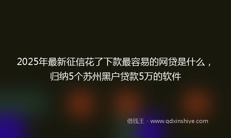 2025年最新征信花了下款最容易的网贷是什么，归纳5个苏州黑户贷款5万的软件