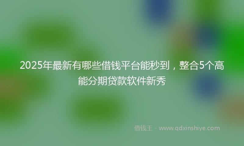 2025年最新有哪些借钱平台能秒到，整合5个高能分期贷款软件新秀