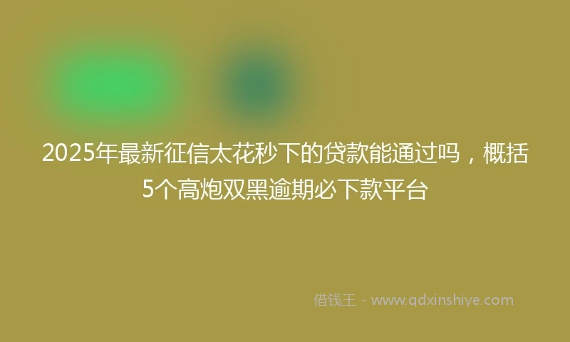 2025年最新征信太花秒下的贷款能通过吗，概括5个高炮双黑逾期必下款平台