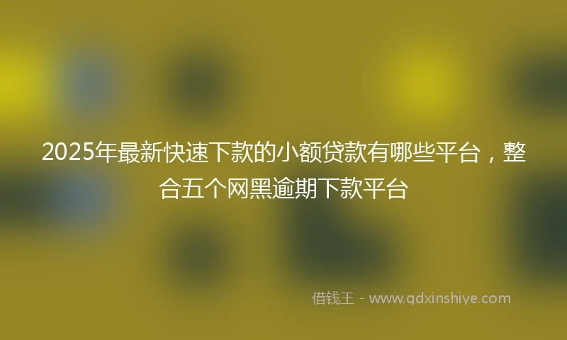 2025年最新快速下款的小额贷款有哪些平台，整合五个网黑逾期下款平台