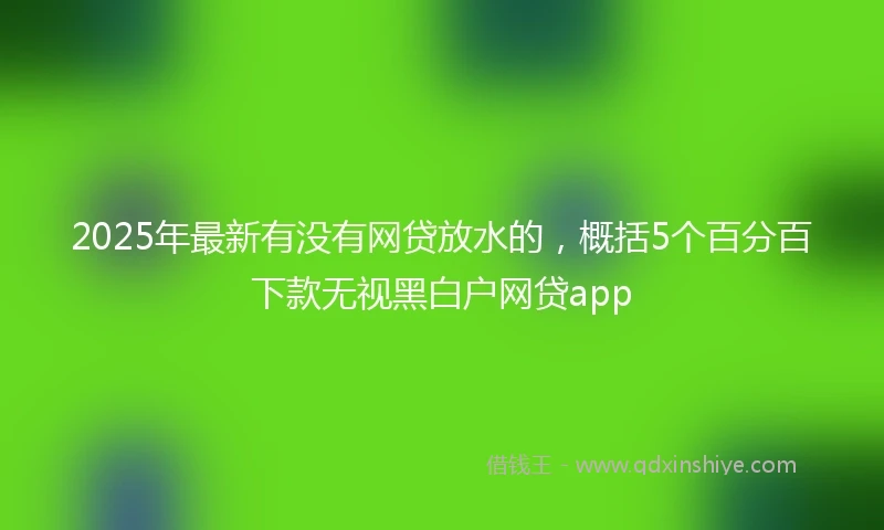 2025年最新有没有网贷放水的，概括5个百分百下款无视黑白户网贷app