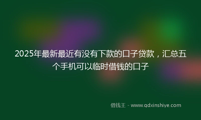 2025年最新最近有没有下款的口子贷款，汇总五个手机可以临时借钱的口子