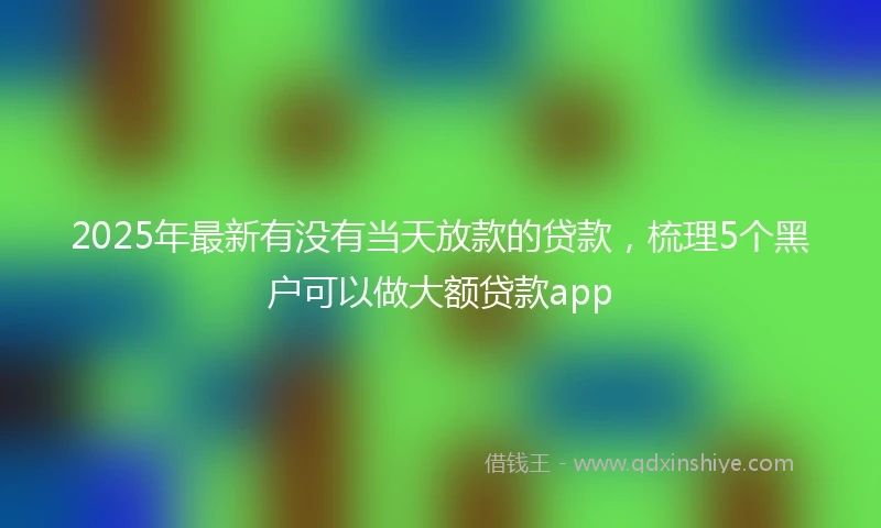 2025年最新有没有当天放款的贷款，梳理5个黑户可以做大额贷款app