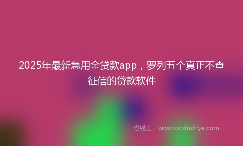 2025年最新急用金贷款app，罗列五个真正不查征信的贷款软件