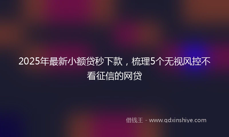 2025年最新小额贷秒下款，梳理5个无视风控不看征信的网贷