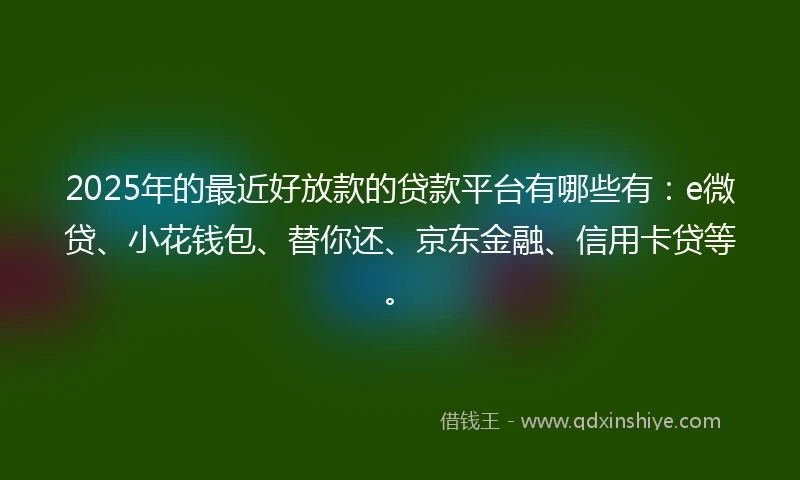 2025年的最近好放款的贷款平台有哪些有：e微贷、小花钱包、替你还、京东金融、信用卡贷等。