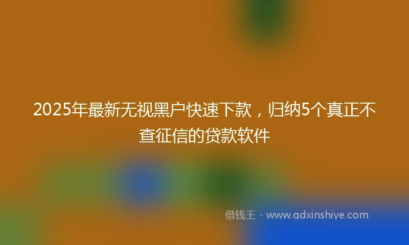 2025年最新无视黑户快速下款，归纳5个真正不查征信的贷款软件