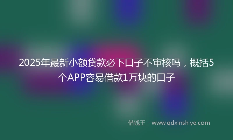 2025年最新小额贷款必下口子不审核吗，概括5个APP容易借款1万块的口子