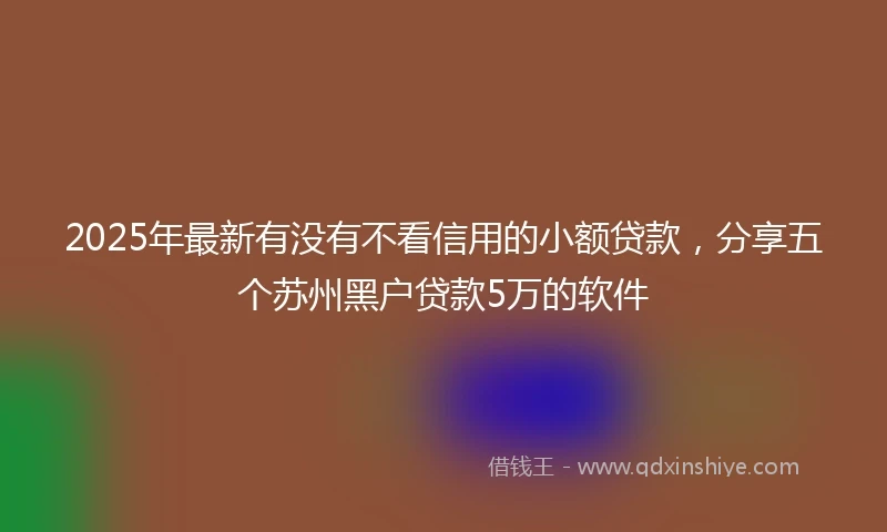 2025年最新有没有不看信用的小额贷款，分享五个苏州黑户贷款5万的软件