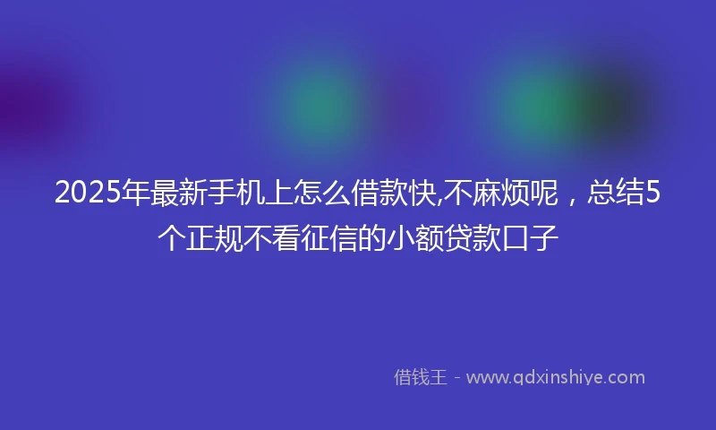 2025年最新手机上怎么借款快,不麻烦呢，总结5个正规不看征信的小额贷款口子