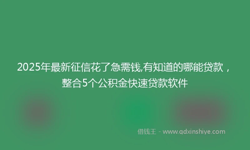 2025年最新征信花了急需钱,有知道的哪能贷款，整合5个公积金快速贷款软件
