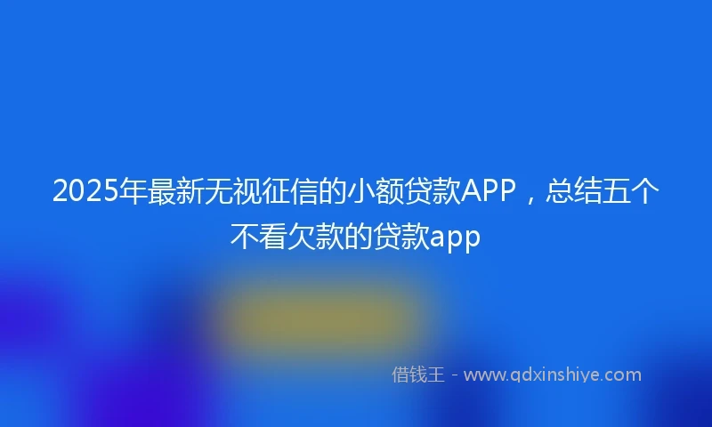 2025年最新无视征信的小额贷款APP，总结五个不看欠款的贷款app