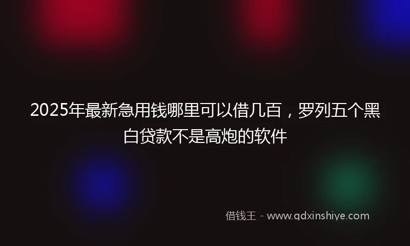 2025年最新急用钱哪里可以借几百，罗列五个黑白贷款不是高炮的软件