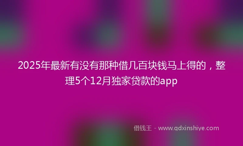 2025年最新有没有那种借几百块钱马上得的，整理5个12月独家贷款的app