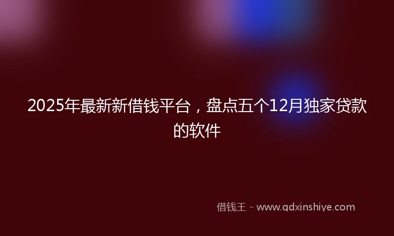2025年最新新借钱平台，盘点五个12月独家贷款的软件