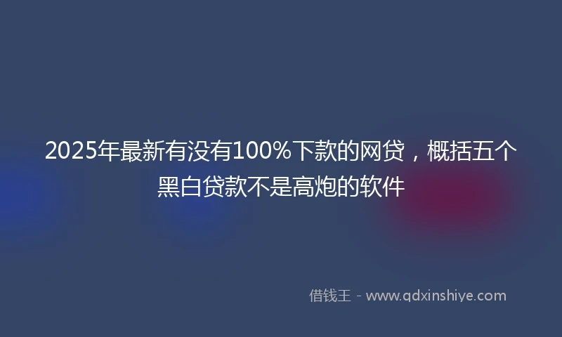 2025年最新有没有100%下款的网贷，概括五个黑白贷款不是高炮的软件
