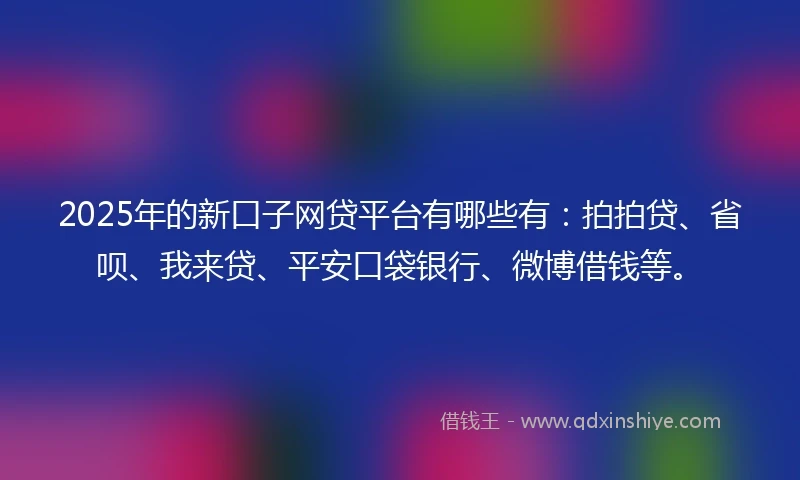 2025年的新口子网贷平台有哪些有：拍拍贷、省呗、我来贷、平安口袋银行、微博借钱等。