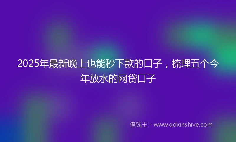 2025年最新晚上也能秒下款的口子，梳理五个今年放水的网贷口子