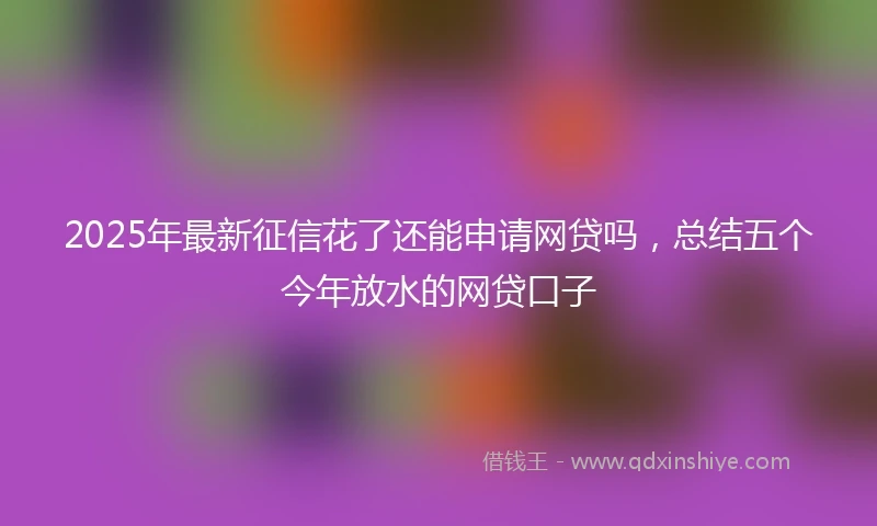 2025年最新征信花了还能申请网贷吗，总结五个今年放水的网贷口子