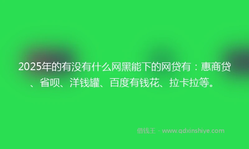 2025年的有没有什么网黑能下的网贷有：惠商贷、省呗、洋钱罐、百度有钱花、拉卡拉等。