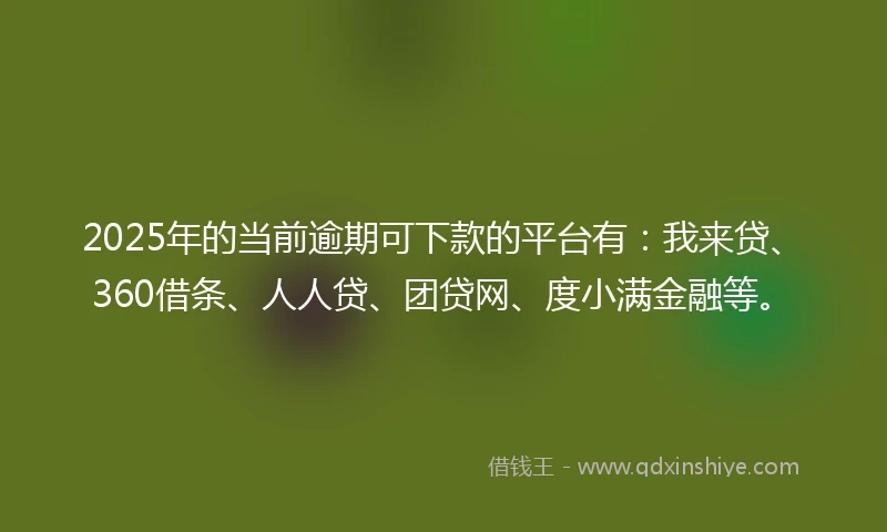 2025年的当前逾期可下款的平台有：我来贷、360借条、人人贷、团贷网、度小满金融等。