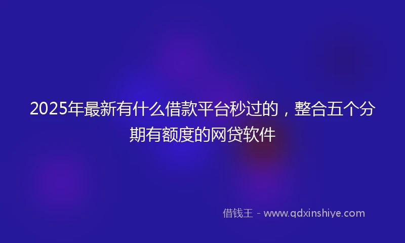 2025年最新有什么借款平台秒过的，整合五个分期有额度的网贷软件