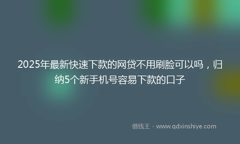 2025年最新快速下款的网贷不用刷脸可以吗，归纳5个新手机号容易下款的口子
