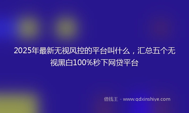2025年最新无视风控的平台叫什么，汇总五个无视黑白100%秒下网贷平台