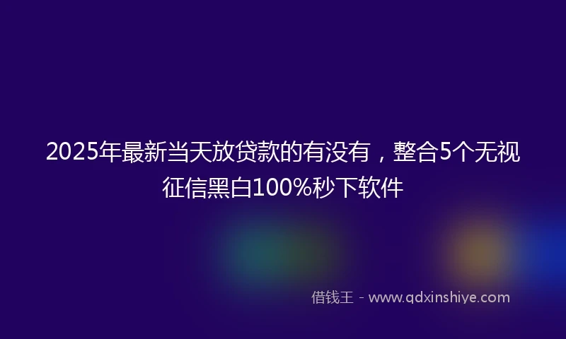 2025年最新当天放贷款的有没有，整合5个无视征信黑白100%秒下软件