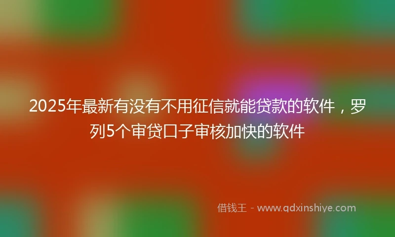 2025年最新有没有不用征信就能贷款的软件，罗列5个审贷口子审核加快的软件