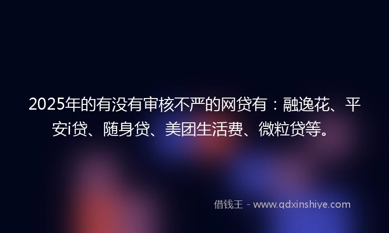 2025年的有没有审核不严的网贷有：融逸花、平安i贷、随身贷、美团生活费、微粒贷等。