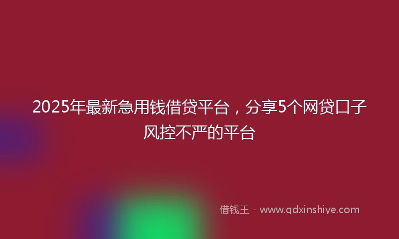 2025年最新急用钱借贷平台，分享5个网贷口子风控不严的平台