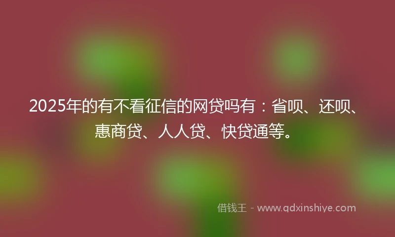 2025年的有不看征信的网贷吗有：省呗、还呗、惠商贷、人人贷、快贷通等。
