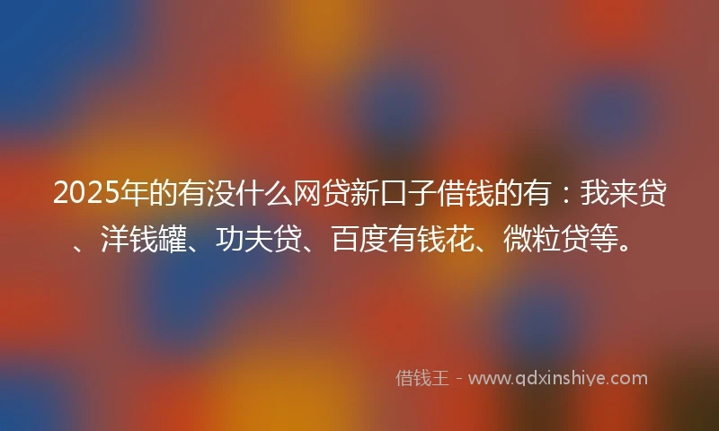 2025年的有没什么网贷新口子借钱的有：我来贷、洋钱罐、功夫贷、百度有钱花、微粒贷等。