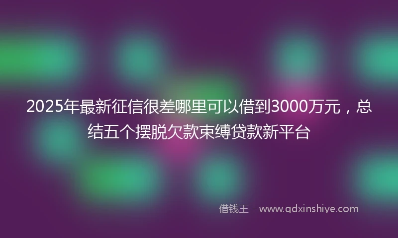 2025年最新征信很差哪里可以借到3000万元，总结五个摆脱欠款束缚贷款新平台