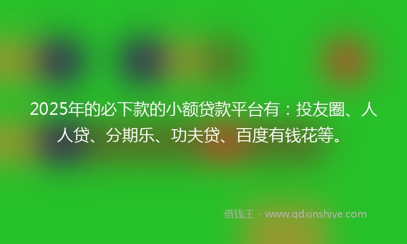 2025年的必下款的小额贷款平台有：投友圈、人人贷、分期乐、功夫贷、百度有钱花等。