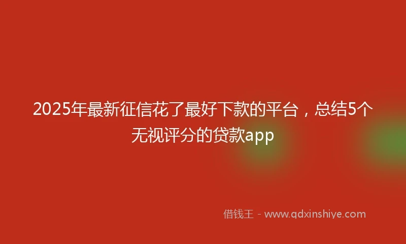 2025年最新征信花了最好下款的平台，总结5个无视评分的贷款app