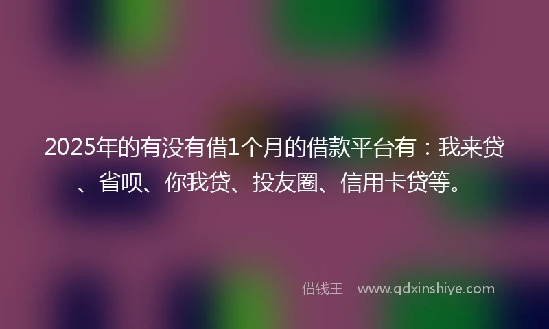 2025年的有没有借1个月的借款平台有:我来贷、省呗、你我贷、投友圈、信用卡贷等。