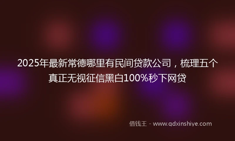 2025年最新常德哪里有民间贷款公司，梳理五个真正无视征信黑白100%秒下网贷