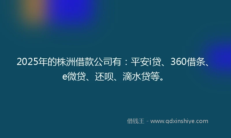2025年的株洲借款公司有：平安i贷、360借条、e微贷、还呗、滴水贷等。