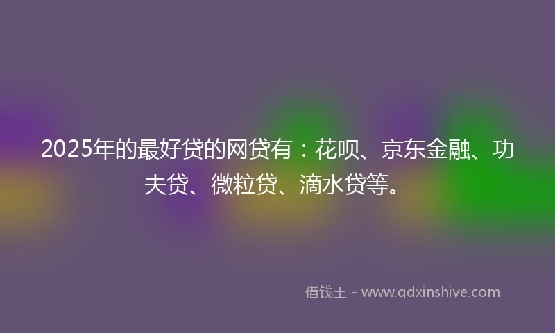 2025年的最好贷的网贷有：花呗、京东金融、功夫贷、微粒贷、滴水贷等。