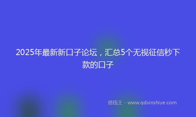 2025年最新新口子论坛，汇总5个无视征信秒下款的口子
