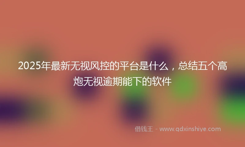 2025年最新无视风控的平台是什么，总结五个高炮无视逾期能下的软件