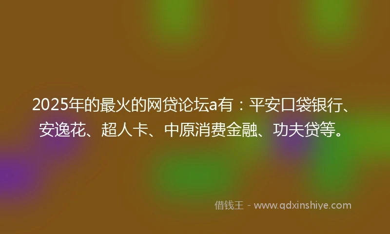 2025年的最火的网贷论坛a有：平安口袋银行、安逸花、超人卡、中原消费金融、功夫贷等。