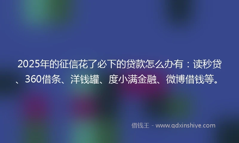 2025年的征信花了必下的贷款怎么办有：读秒贷、360借条、洋钱罐、度小满金融、微博借钱等。