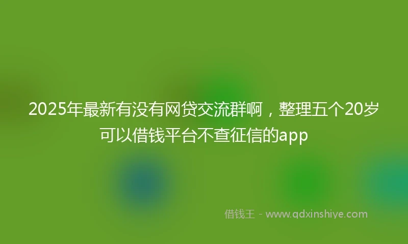 2025年最新有没有网贷交流群啊，整理五个20岁可以借钱平台不查征信的app