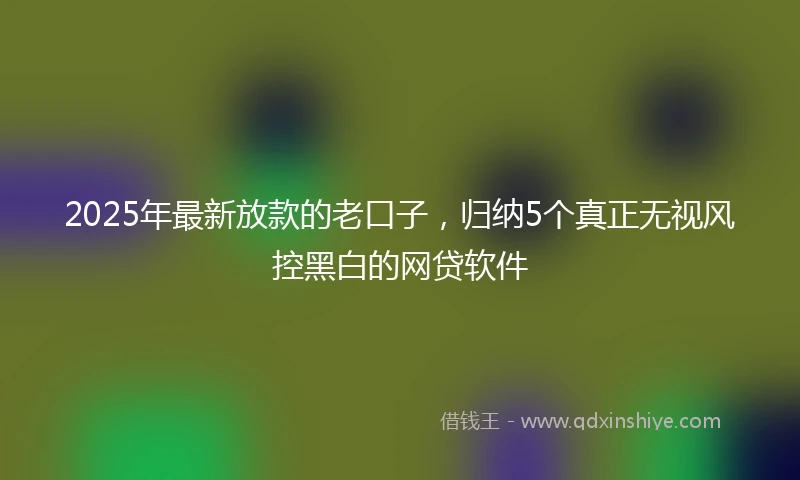 2025年最新放款的老口子，归纳5个真正无视风控黑白的网贷软件