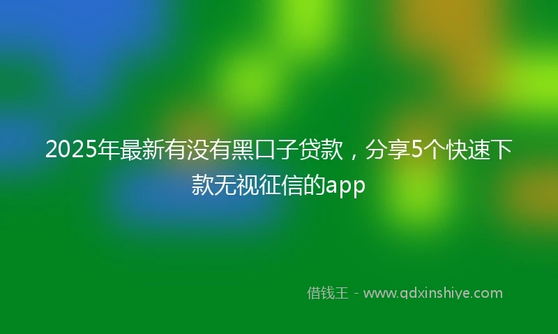 2025年最新有没有黑口子贷款,分享5个快速下款无视征信的app
