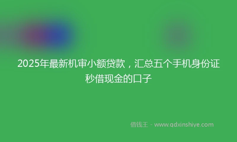 2025年最新机审小额贷款，汇总五个手机身份证秒借现金的口子